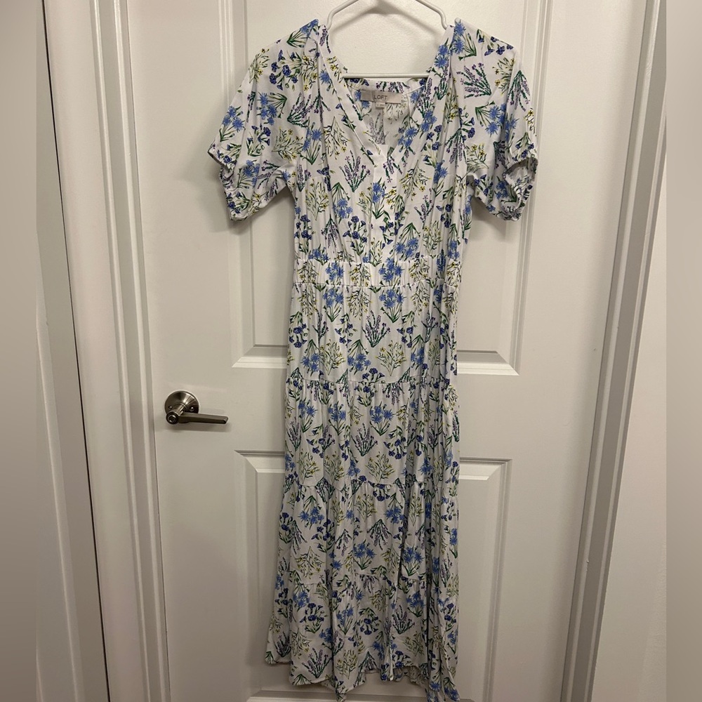 [S] White Floral LOFT Dress